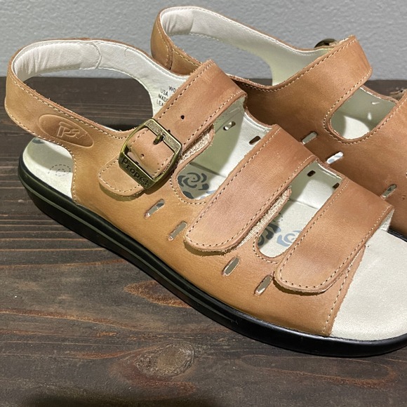 Proper Breeze Women's Size 8W(D)‎ Leather Slingback Sandals Style #W0001 Tan - Picture 2 of 13